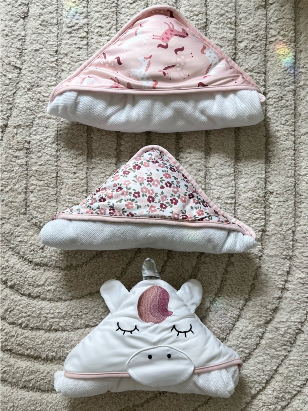 Unicorn & Floral Pink Hooded Baby Towels and Soft Hooded Bathrobe